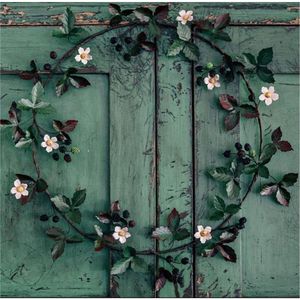 Couronne murale en métal botanique moderne, sculpture florale multicolore, ornement suspendu pour la décoration intérieure et extérieure de la maison - Product Image 6