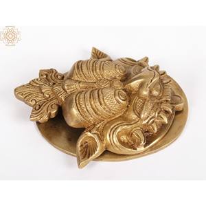 Aldaba de puerta Kirtimukha de latón de 5 pulgadas hecha a mano, artículo decorativo para el hogar - Product Image 1