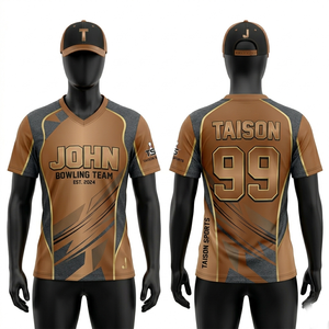 Premium 180 GSM polyester spandex women <b>bowling</b> jersey breathable quick grey teal gold geometric panel sublimation custom logo - Product Image 3