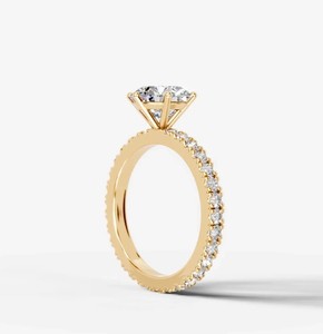 Anillo de Moissanita de Corte Redondo, Plata de Ley 925, Chapado en Oro Amarillo, Anillo de Compromiso Solitario, Joyería Fina para Novia - Product Image 2