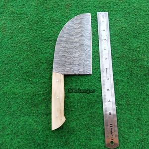 Couteau de boucher professionnel en acier Damas écologique, forgé à la main, pour viande et légumes, avec manche intégral en os de chameau - Product Image 4
