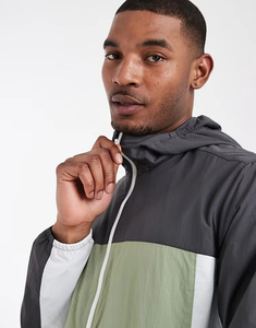 Men's Hooded Windbreaker <b>Jacket</b> Color Blocking Zipper Closure Casual Outdoor Wear Autumn Polyester Material - Product Image 5
