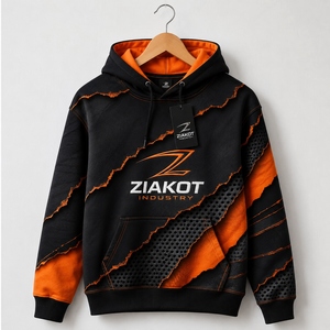 Wholesale Direct Industry Best Selling Custom Stitched Black <b>Orange</b> 3D Torn <b>Paper</b> Style Sports Pullover Sweatshirt Hoodie - Product Image 1