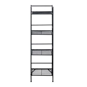Scarpiera pieghevole a 4 livelli in legno e plastica, colore nero - Product Image 6