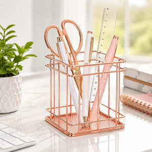 Porte-crayons en fil métallique pour fournitures de bureau, stylos, crayons, marqueurs, pinceaux de maquillage, organisateur de bureau - Product Image 4