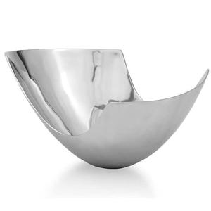 Bol décoratif moderne en aluminium argenté, style abstrait, pour fruits, centre de table, décoration esthétique pour la maison et le bureau - Product Image 1