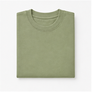 Camiseta Personalizada de Algodón Lavado Color Verde Salvia, Holgada, de Manga Corta y Cuello Redondo para Hombre, MTS-OVR-0018 - Product Image 3