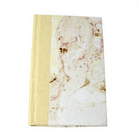 Carnet de notes A5 en papier recyclé fait main avec impression marbre blanc, couverture rigide en bois et sans acide, journal intime