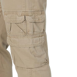 Pantalon cargo droit en toile kaki avec poches latérales, personnalisé pour homme, style utilitaire, streetwear décontracté, pour l'extérieur, vente en gros, fournisseur en vrac, 100% - Product Image 5