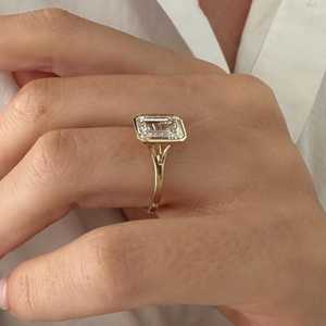 3 Carat <b>Emerald</b> Cut E VVS2 Lab Grown Diamond Bezel Set Solitaire <b>Ring</b> , Art Deco <b>Emerald</b> Diamond <b>Ring</b> , 14k Gold, IGI Certified - Product Image 3
