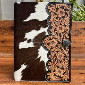 Luxury Hand Tooled Leather Notepad Cover A4 With Document Organizer for Men & Women Personalized Cowhide Portfolio With Pen Loop - Product Image 3