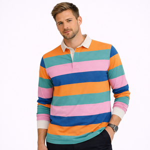 เสื้อโปโลแขนยาวผ้าฝ้าย 100% สำหรับนักออกแบบ พร้อมปักโลโก้ตามสั่ง - Product Image 1