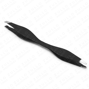 Premium Stainless Steel Double Ended Eyebrow Tweezers Silver Slanted Pointed Tip Custom Logo OEM Beauty <b>Tool</b> - Product Image 2