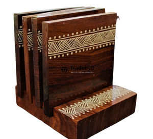 Juego de Posavasos Modernos de Madera, Hechos a Mano, de Lujo, Cuadrados de 4x4 Pulgadas, Colores Personalizables, con Logotipo, para el Hogar, Restaurantes, Tradebyd - Product Image 5