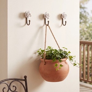 Handmade White Rose Ceramic Wall <b>Hooks</b> with Metal Coat Hanger Decorative Floral <b>Hooks</b> for Bedroom <b>Bathroom</b> Entryway Home Decor - Product Image 2