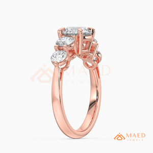 14K Rose Gold Round Cut Moissanite Three <b>Stone</b> Engagement Ring Bridal Jewelry Gift Women USA Trend - Product Image 6