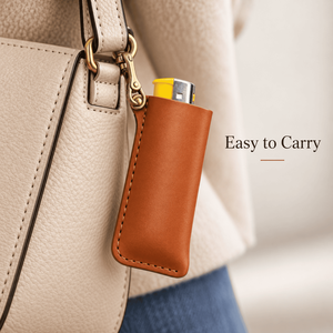 Étui à briquet en cuir PU personnalisé avec porte-clés – Vente en gros - Product Image 3