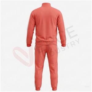 Ensemble de survêtement unisexe en corail, manches longues, col montant, fermeture éclair sur le devant, couleur unie, respirant, coupe décontractée, vêtements d'automne - Product Image 2