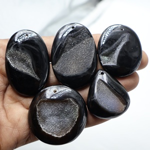 Handmade <b>Black</b> <b>Onyx</b> Agate Druzy High Quality <b>Black</b> Agate Jewelry Making Stone Wholesale Price Agate Druzy Crystal Bulk Lot IRFAN - Product Image 2