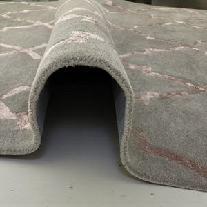 Hand-Tufted <b>Wool</b>/Silk Rug Sage Green Rose <b>Gold</b> Abstract Pattern Eco-Friendly Low Pile Modern Trellis Rug Seafoam Green - Product Image 5