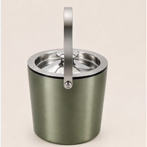 Seau à glace de qualité supérieure en acier inoxydable à double paroi avec couvercle et poignée, seau à vin isotherme vert sauge pour bar - Product Image 3