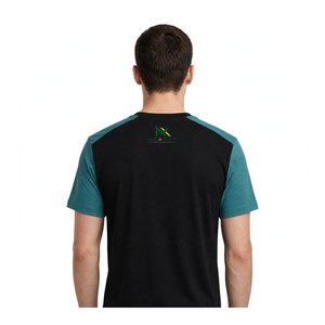 Camiseta Raglán para Hombre en Color Negro y Verde Azulado con Bolsillo Estampado, Manga Corta, Estilo Casual de Verano, Streetwear, Camisetas con Gráficos - Product Image 2