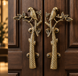 Tirador de Puerta Heritage Parrot con Acabado Dorado Antiguo, Tirador de Gabinete con Diseño de Rama Botánica, Herraje Ornamental para Interiores de Lujo - Product Image 4