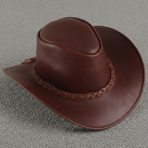 Sombrero de caballero para carreras de caballos al aire libre, personalizado, de cuero brillante, estilo vaquero del oeste, de gran venta - Product Image 4