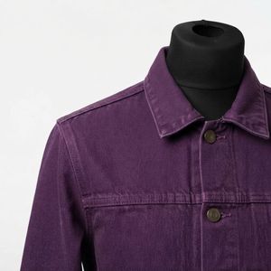 Veste en jean respirante d'hiver de couleur unie, col rabattu, coupe classique - Product Image 6