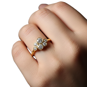 Bague de fiançailles élégante en or massif 14K/18K avec diamant de laboratoire rond serti clos et moissanite, bague de mariage - Product Image 6