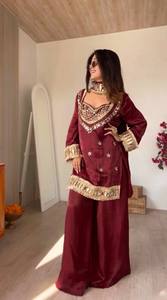 Luxury Ethnic Sharara Set with Mirror Work | Wedding & Sangeet Wear Outfit - Product Image 2