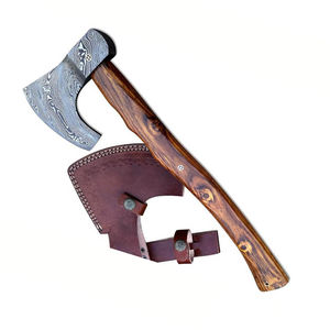 Burraq Hacha Tomahawk de 15 pulgadas, hecha a mano con acero de Damasco, mango de palisandro, funda de cuero, para uso industrial, bricolaje y camping al aire libre - Product Image 6