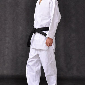Karate Uniform Adult Unisex 100% Cotton Durable <b>White</b> Gi With Black <b>Belt</b> Regular Fit - Product Image 5