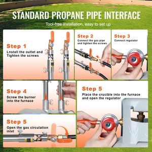 Kit Forno a Gas Propano da 16KG per Fusione Metalli con Doppio Bruciatore e Fornace Domestica - Product Image 6