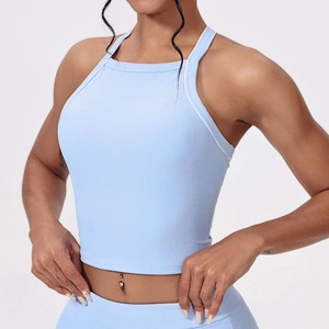 Women Sleeveless Built-in Bra O-Neck Racerback Padded Knitted Breathable Anti-Pilling Casual Eco-Friendly <b>Viscose</b> Tank <b>Top</b> - Product Image 6