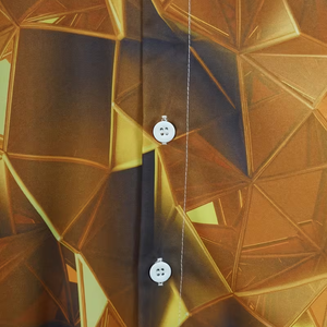 Camisa de Lujo para Hombre, Estampado Geométrico Dorado, Manga Larga, con Botones, para Fiesta o Club, Corte Ajustado, Satén Tejido, OEM ODM, Venta al por Mayor, Primavera, Envío Rápido - Product Image 5