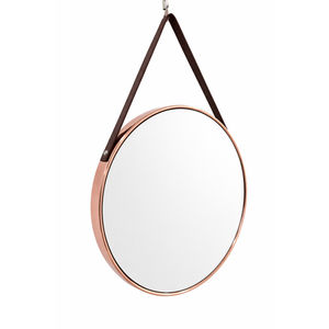 Miroir mural rond moderne de 60 cm en verre avec bordure en métal rouge doré pour projets d'aménagement intérieur résidentiel - Product Image 1