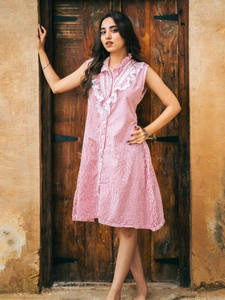 Vestidos Navideños Modernos de Calidad Perfecta, Mini y Maxi, de Lino, Diseño con Cuello en V, Sin Mangas, Estilo Bohemio, de Algodón - Product Image 4