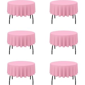 Set di 6 Tovaglie in Poliestere Effetto Lino Rosa da 70 Pollici, Adatte per Tavoli da 30-54 Pollici, Coperture in Tessuto per Matrimoni, Lavabili, Design Circolare - Product Image 1