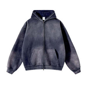 Sudadera con Capucha y Cremallera para Hombre, Talla Grande, Color Sólido, Estilo Casual de Otoño, Manga Larga, 100% Algodón, Tejido French Terry - Product Image 3