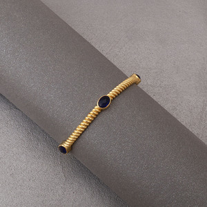 Brazalete Abierto de Aleación Chapado en Oro con Engaste de Iolita Azul, Joyería Clásica Unisex - Product Image 4