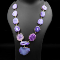 Collier vintage en laiton avec pierre précieuse d'agate naturelle, bijoux bohèmes de luxe, cadeau pour elle
