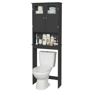 Mobile da Bagno Nero in MDF (Pannello a Media Densità di Fibre) con Doppia Anta 60*22*170cm, Finitura Verniciata, Arredo Bagno - Product Image 5