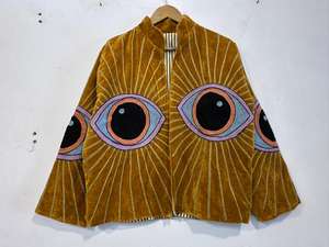 Evil Eye Threads Work Velvet Suzani <b>Jacket</b> For Men And Women's Boho <b>Hippie</b> Style Handmade Embroidery Work Partywear <b>Jacket</b> - Product Image 5