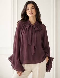 Blusa MYST&ZA para Mujer, Estilo Vintage, Tejida, con Mangas Campana, Antiarrugas, Corte Holgado Informal, Nueva Moda Verano 2025, 1259011 - Product Image 3