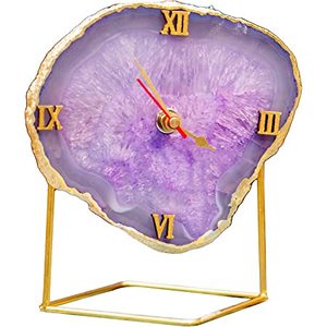 Natural <b>Agate</b> PURPLE Gemstone <b>Coaster</b> Clock Crystal Slices Golden Border Plated Waterproof Home Decor Gujarat AMAYRA CRYSTALS - Product Image 3