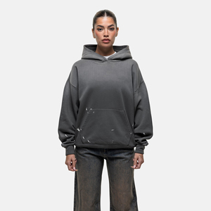 Sudadera con Capucha Extra Grande para Mujer, Color Sólido, Felpa de Algodón, con Bolsillos, Estilo Casual de Otoño - Product Image 1