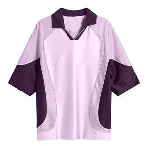Maillot de football unisexe à col en V, color-block, manches courtes, anti-humidité, coupe athlétique, taille adulte, en polyester, vêtement de sport - Product Image 4