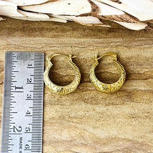 Unique Design Boho <b>Floral</b> <b>Hoop</b> Earrings Ethnic Brass Huggies Womens 18K Gold Plated Vintage Scroll Earrings Wholesale OEM ODM - Product Image 5