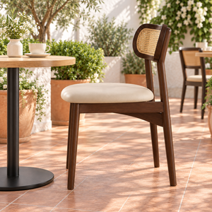 Silla de Comedor Moderna Nórdica de Madera Maciza con Asiento Tapizado para Hogar, Cafetería o Restaurante - Product Image 1